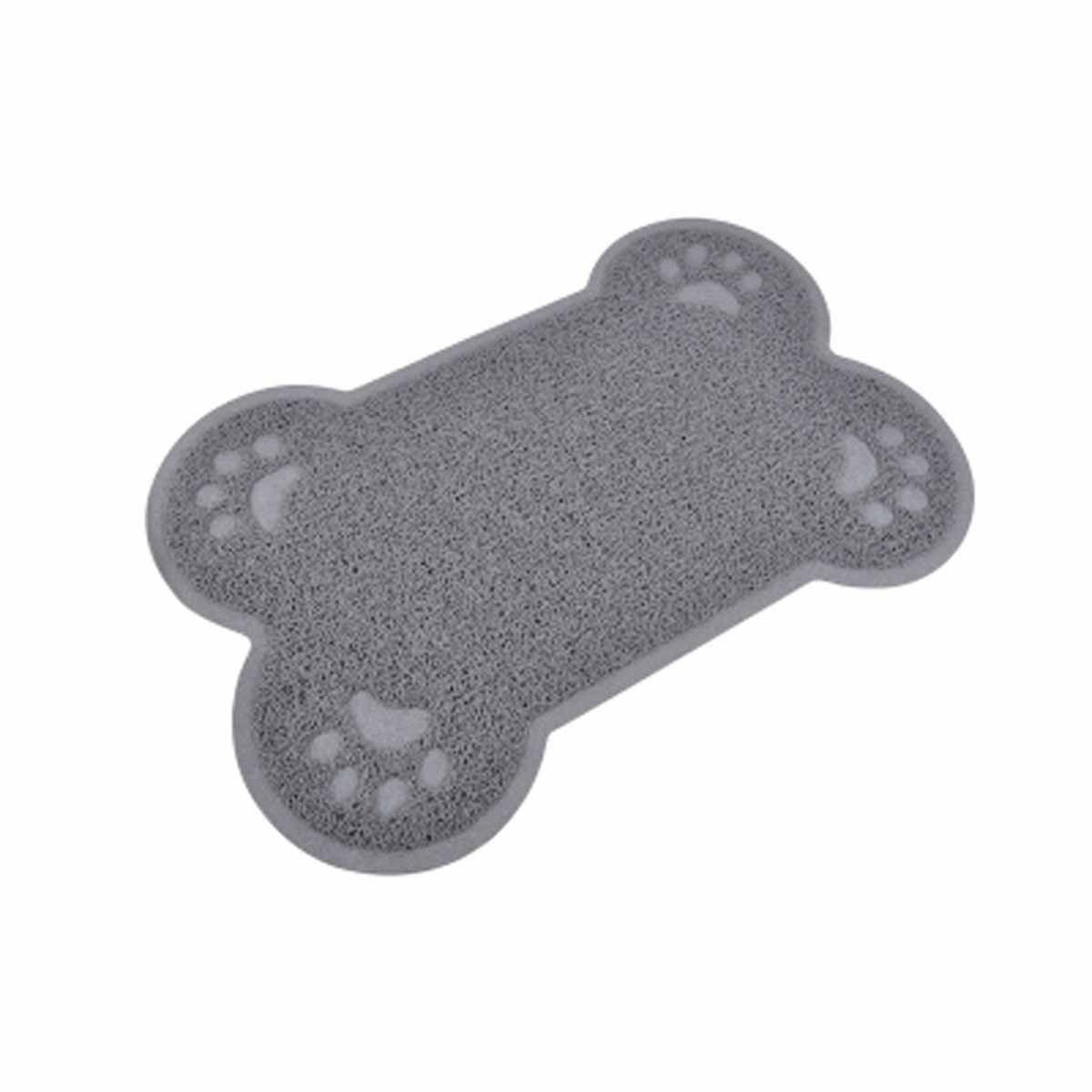 HOMEA Tapis repas pour chien  forme os  60cm gris