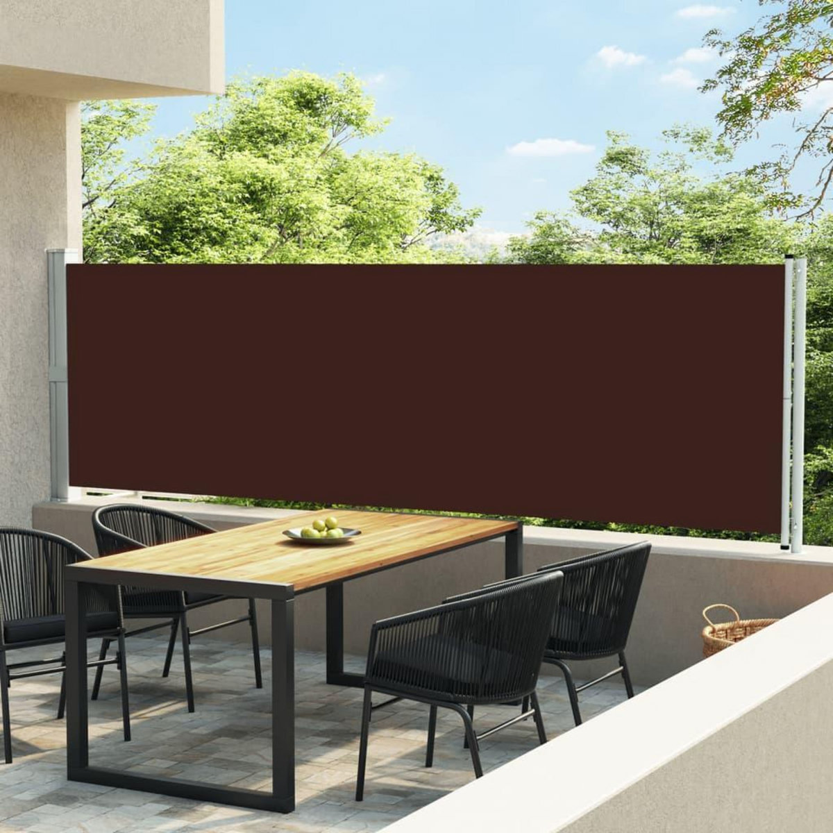 VIDAXL Auvent lateral retractable de patio 140x600 cm Marron
