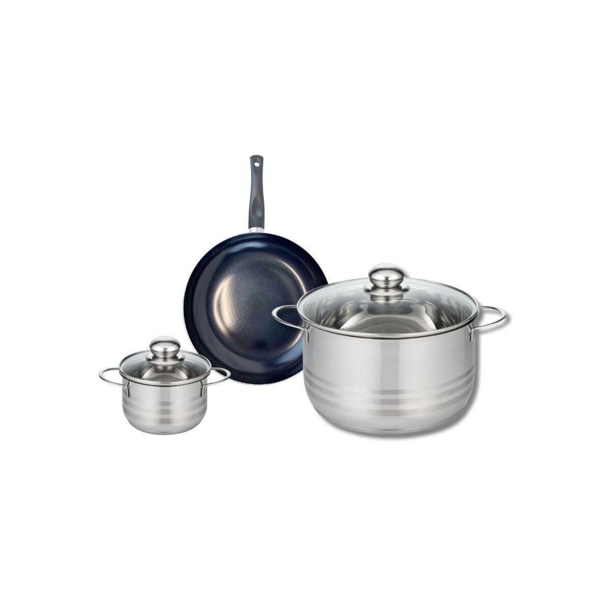 ELO Ensemble de 1 Poêle de cuisson 20 cm et 2 faitouts 12 et 24 cm Elo Prima Brillant