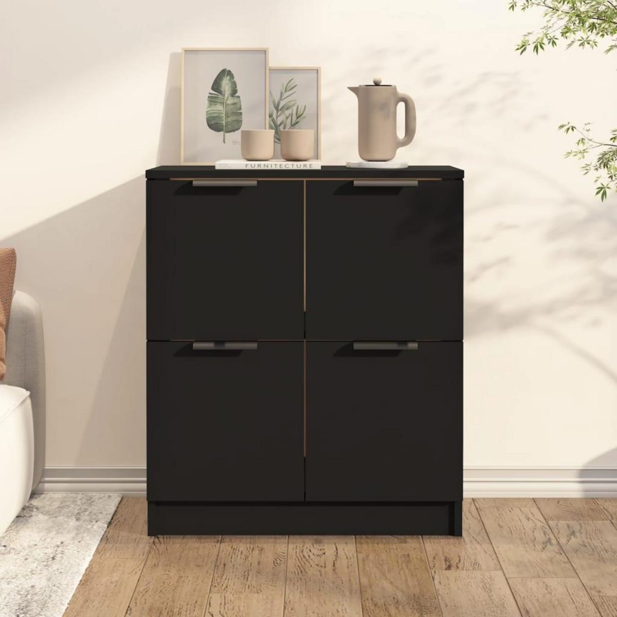VIDAXL Buffet noir 60x30x70 cm bois d'ingenierie