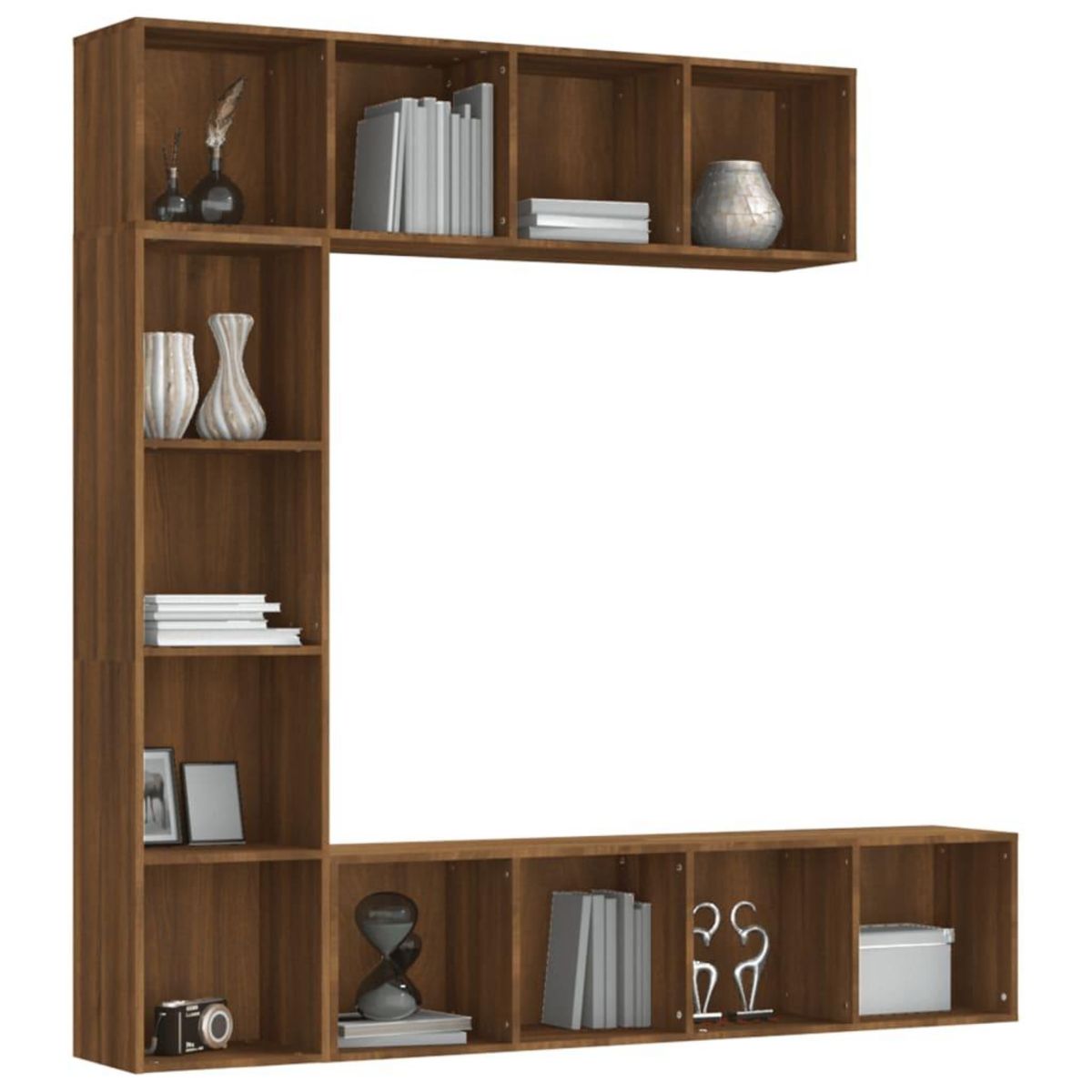 VIDAXL Ensemble bibliotheque/meuble TV 3 pcs Chene marron 180x30x180cm