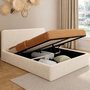 Voir la diapositive 2 : ID MARKET Lit coffre double BRADFORD avec tête de lit et sommier 140 x 190 cm tissu bouclette