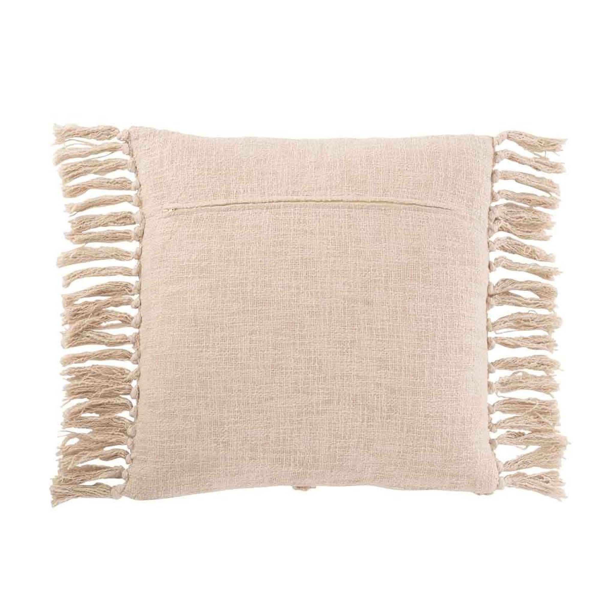 Voir la diapositive 2 : J-LINE Coussin déco franges  losange  50x50cm crème