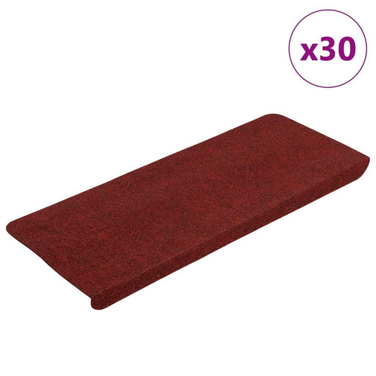 VIDAXL Tapis d'escalier auto-adhesifs 30 pcs rouge 65x24,5x3,5 cm