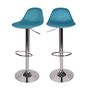 Voir la diapositive 1 : Rendez vous déco Lot de 2 chaises de bar réglables en velours bleu 60/82 cm - Pavo