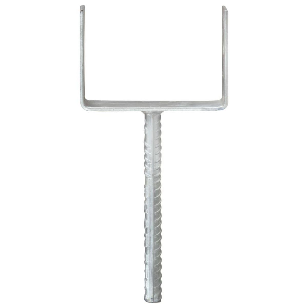 VIDAXL Piquets de cloture 6 pcs Argente 12x6x30 cm Acier galvanise