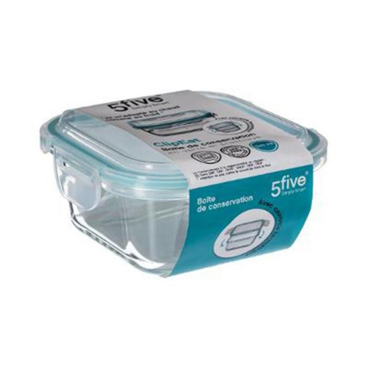 FIVE Boîte de Conservation Carrée  Clipeat  530ml Bleu