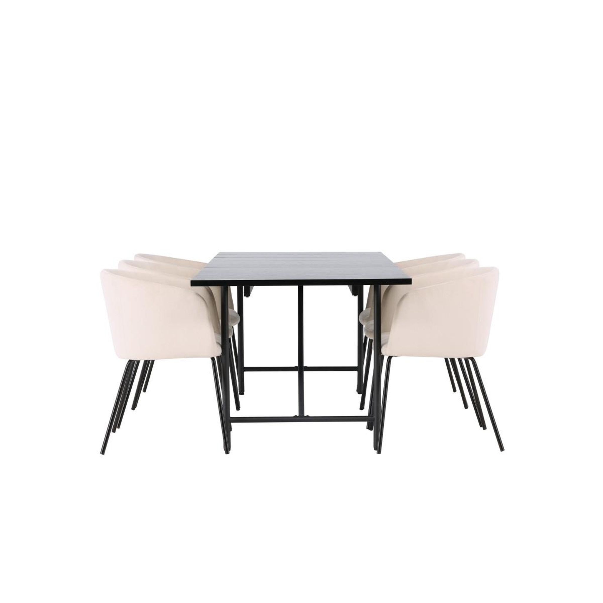 Voir la diapositive 3 : Paris Prix Ensemble table à manger & 6 chaises  astrid & berit  200cm noir & beige