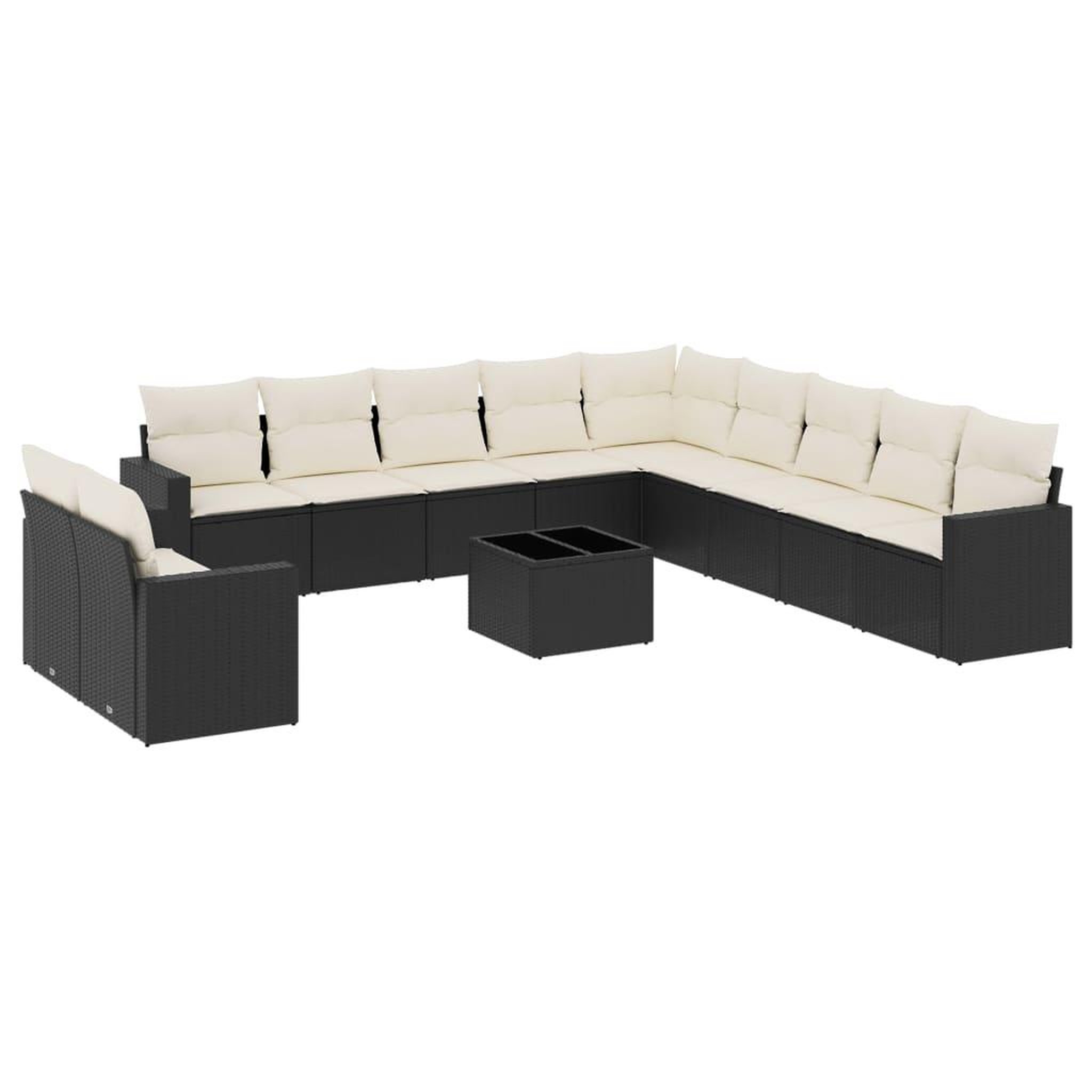 Voir la diapositive 2 : VIDAXL Salon de jardin 12 pcs avec coussins noir resine tressee