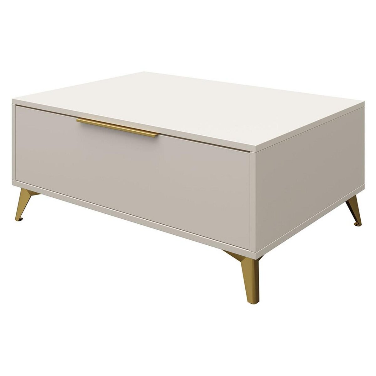 BEST MOBILIER Boccioni - table basse - beige - 1 tiroir - 104 cm