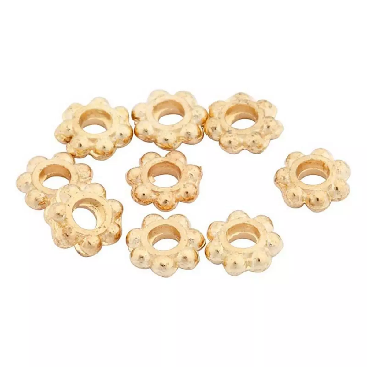  100 perles rondes fleurs Ø 6 mm - doré