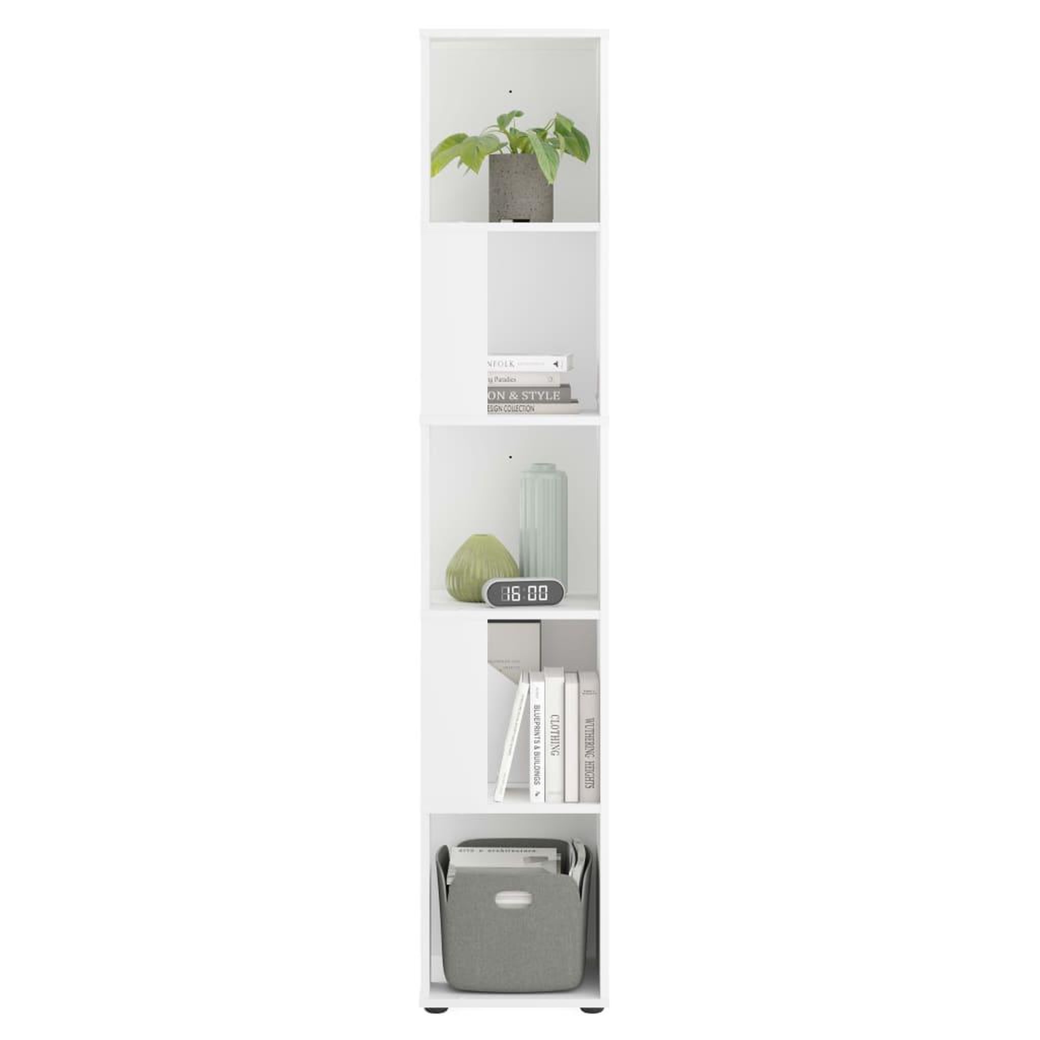 Voir la diapositive 3 : FMD FMD Etagere d'angle avec 10 compartiments lateraux blanc