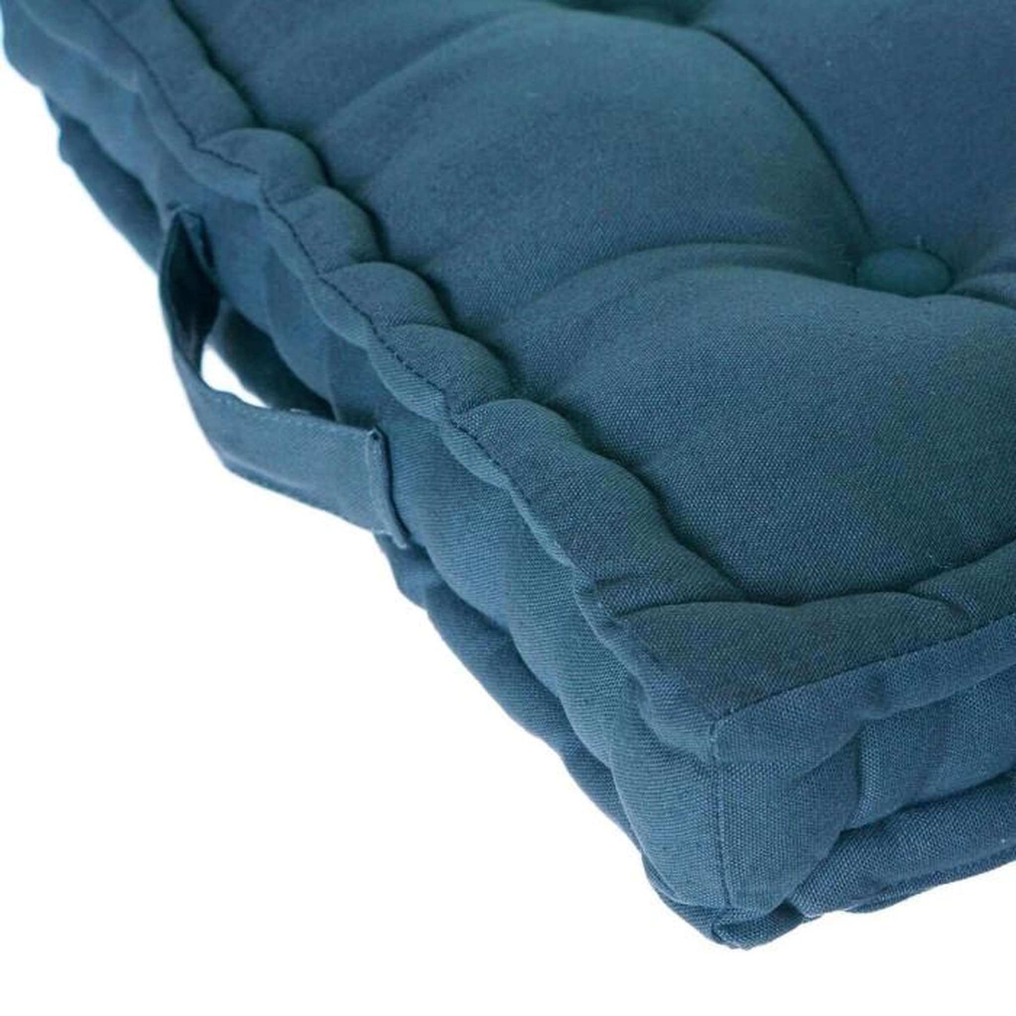 Voir la diapositive 2 : ATMOSPHERA Coussin de Sol  Dorian  40x40cm Bleu Canard