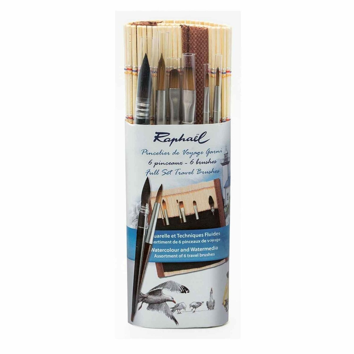 Rayher Pincelier de voyage en bambou 16 cm