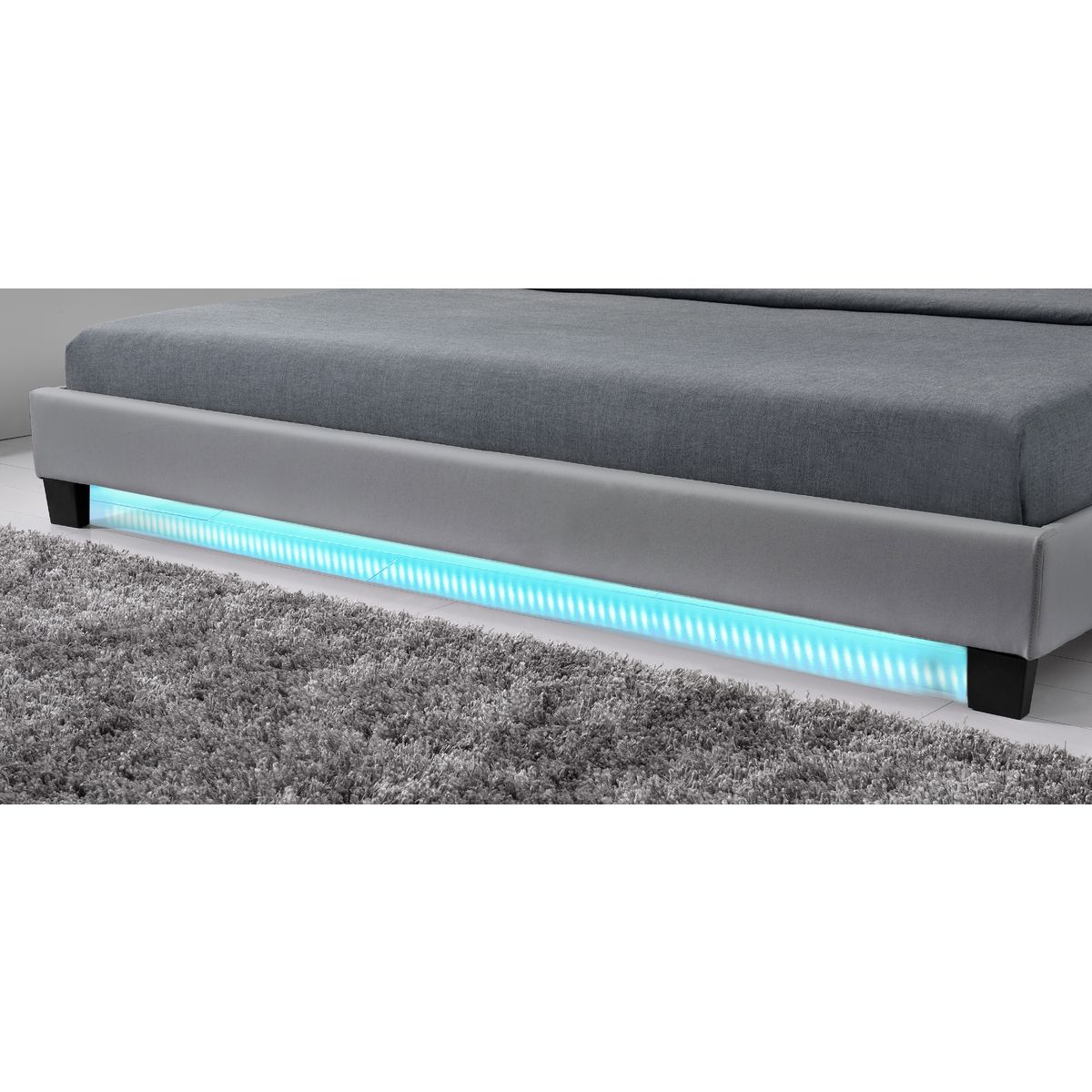 Lit LED avec tête de lit et sommier à lattes 160x200 cm MARTIN