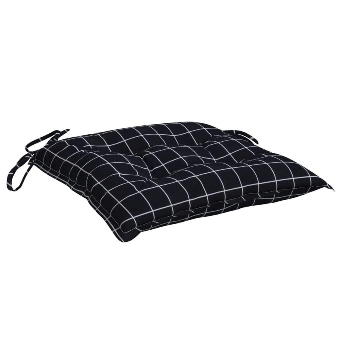 VIDAXL Coussins de chaise lot de 2 carreaux noir 40x40x7 cm tissu