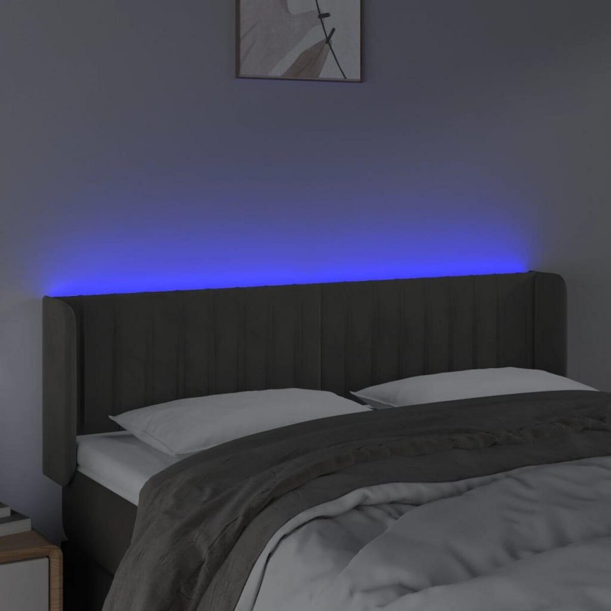 VIDAXL Tete de lit a LED Gris fonce 147x16x78/88 cm Velours