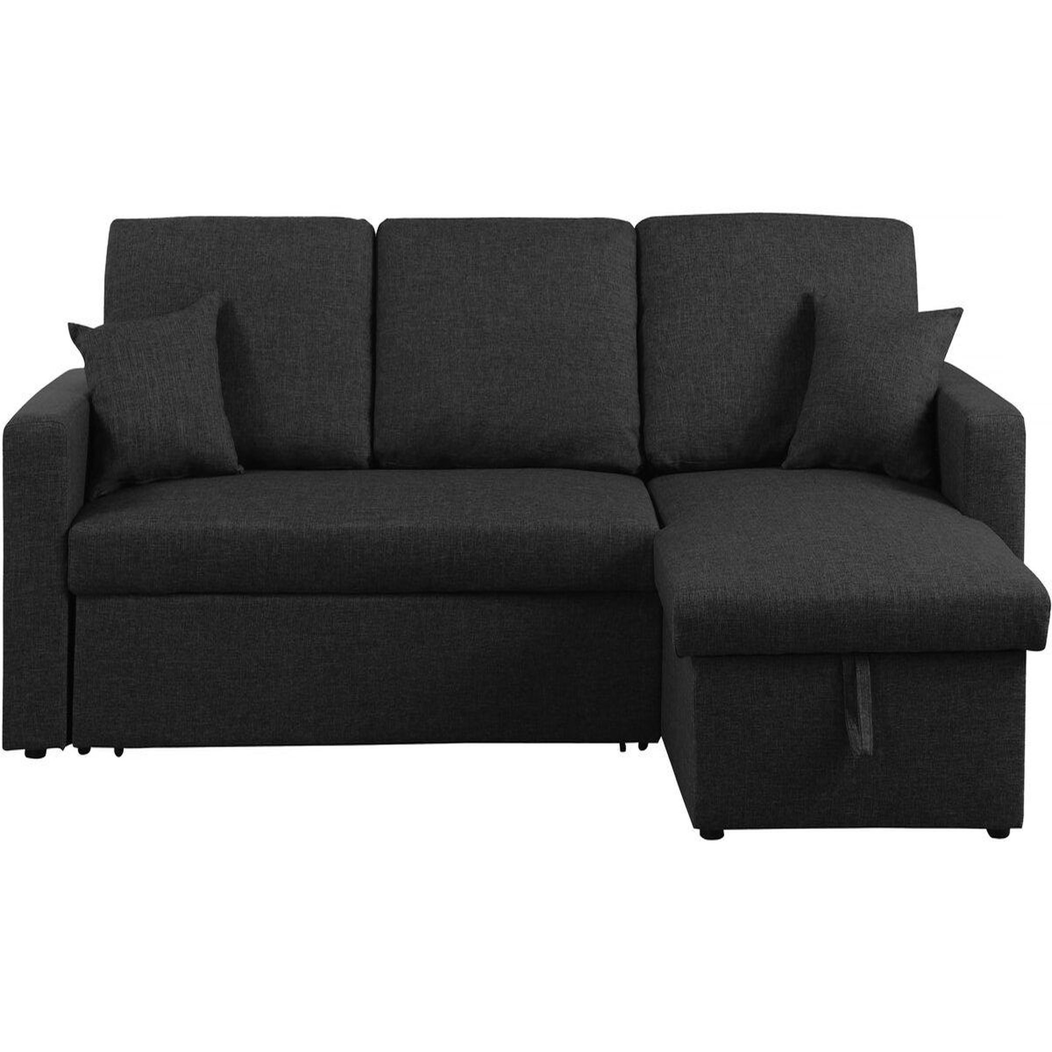 Voir la diapositive 4 : Habitat et Jardin Canapé d'angle convertible/ réversible avec coffre  Alain II  - 3 places - Noir
