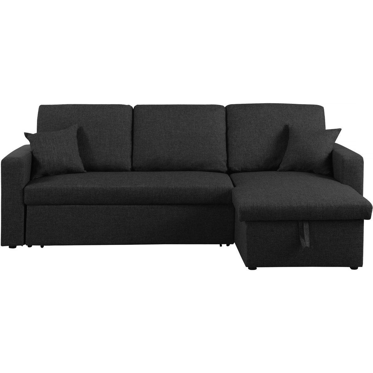 Habitat et Jardin Canapé d'angle convertible/ réversible avec coffre  Alain II  - 3 places - Noir