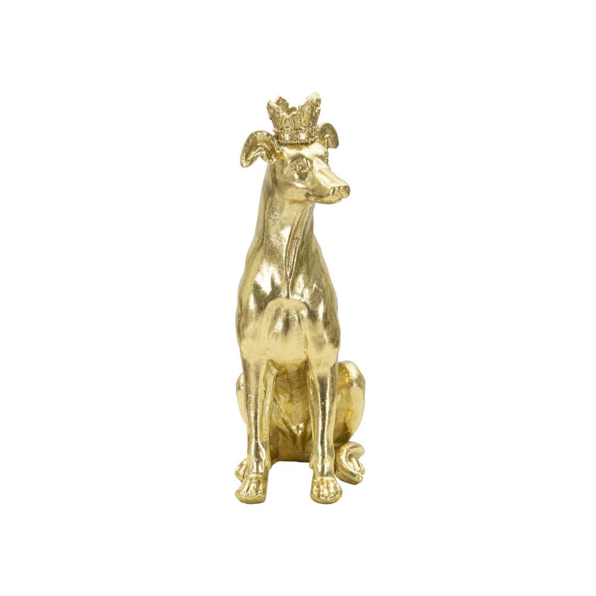 Voir la diapositive 2 : Paris Prix Statuette déco chien  couronne  33cm or