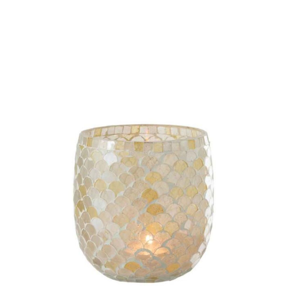 Paris Prix Photophore Design  Mosaïque  16cm Blanc & Jaune