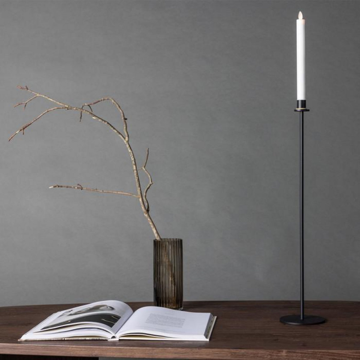 Paris Prix Bougeoir à LED en Métal  Hogehall  79cm Noir