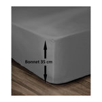 LOVELY HOME LOVELY HOME Drap Housse 100% Coton 160x200cm - Bonnet 35cm - Gris fonce