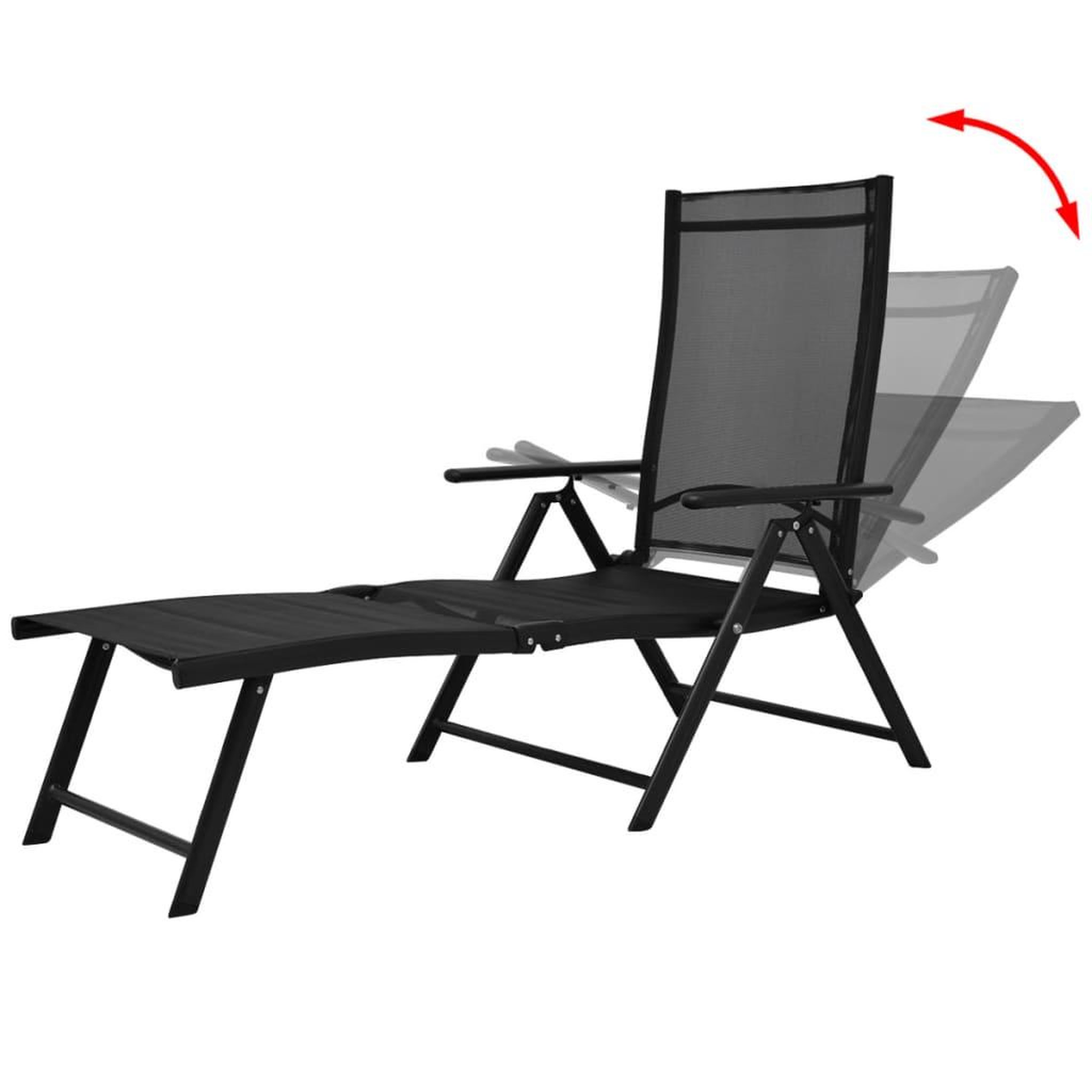 Voir la diapositive 3 : VIDAXL Chaise longue pliable Aluminium Noir