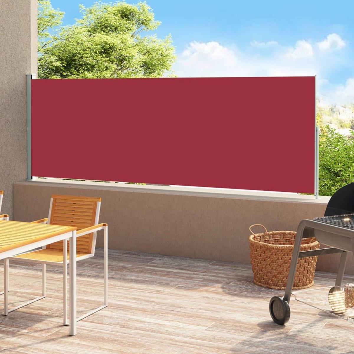 VIDAXL Auvent lateral retractable de patio 180x500 cm Rouge