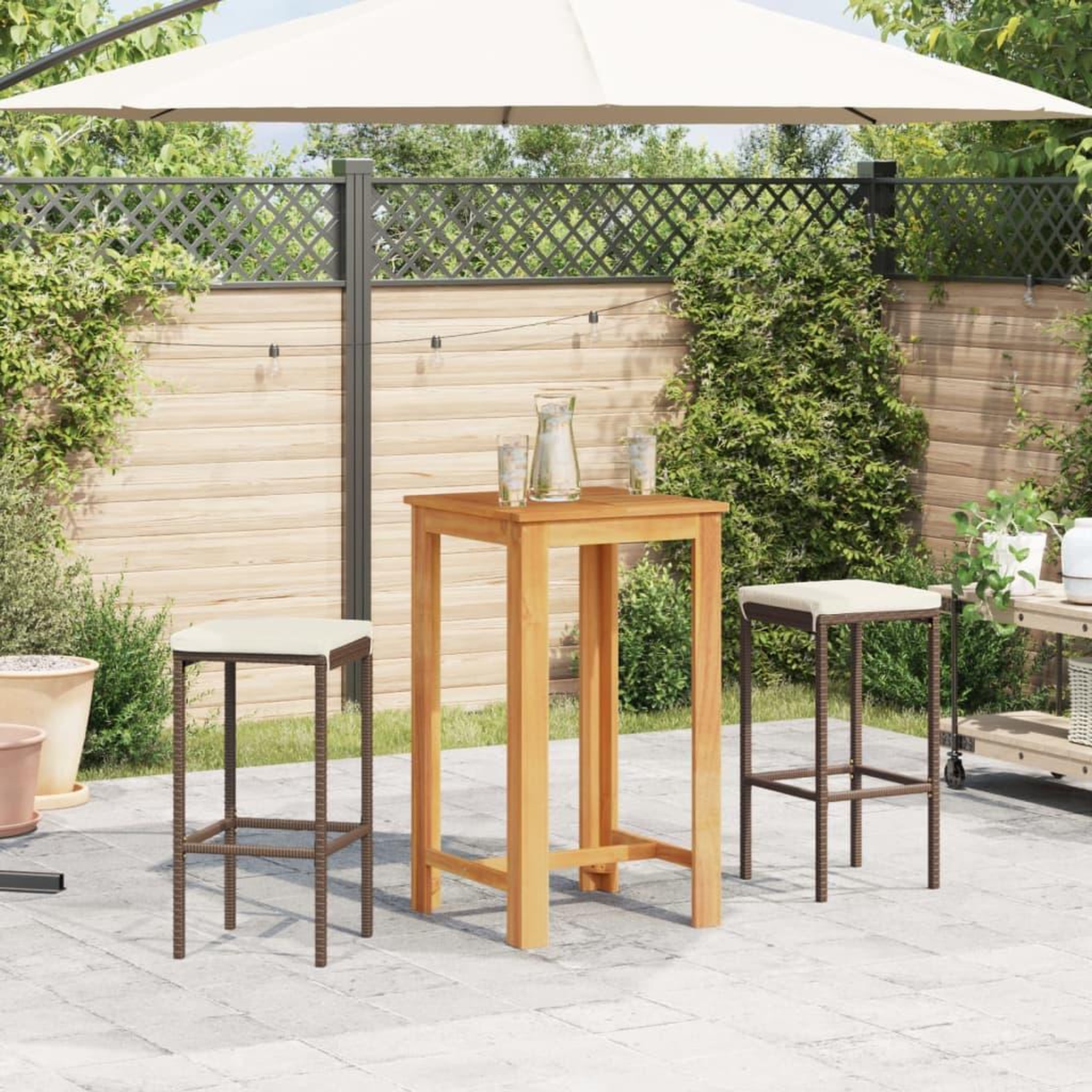 Voir la diapositive 3 : VIDAXL Ensemble de bar de jardin 3 pcs marron bois massif acacia rotin