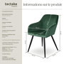 Voir la diapositive 6 : tectake Chaise style scandinave rembourrée aspect velours vert foncé/noir Lot de 2