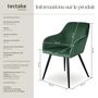 Voir la diapositive 6 : tectake Chaise style scandinave rembourrée aspect velours vert foncé/noir Lot de 2
