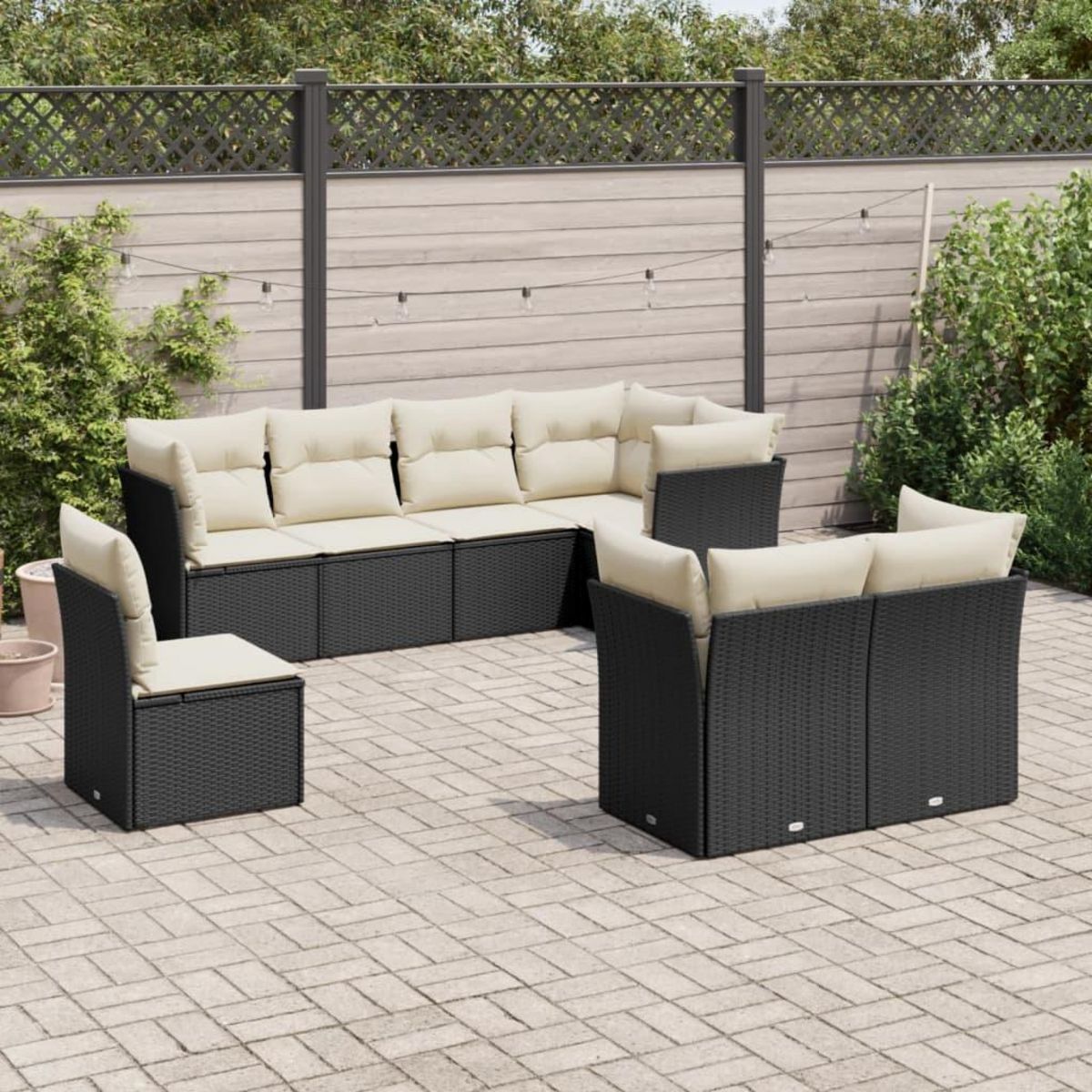 VIDAXL Salon de jardin 8 pcs avec coussins noir resine tressee