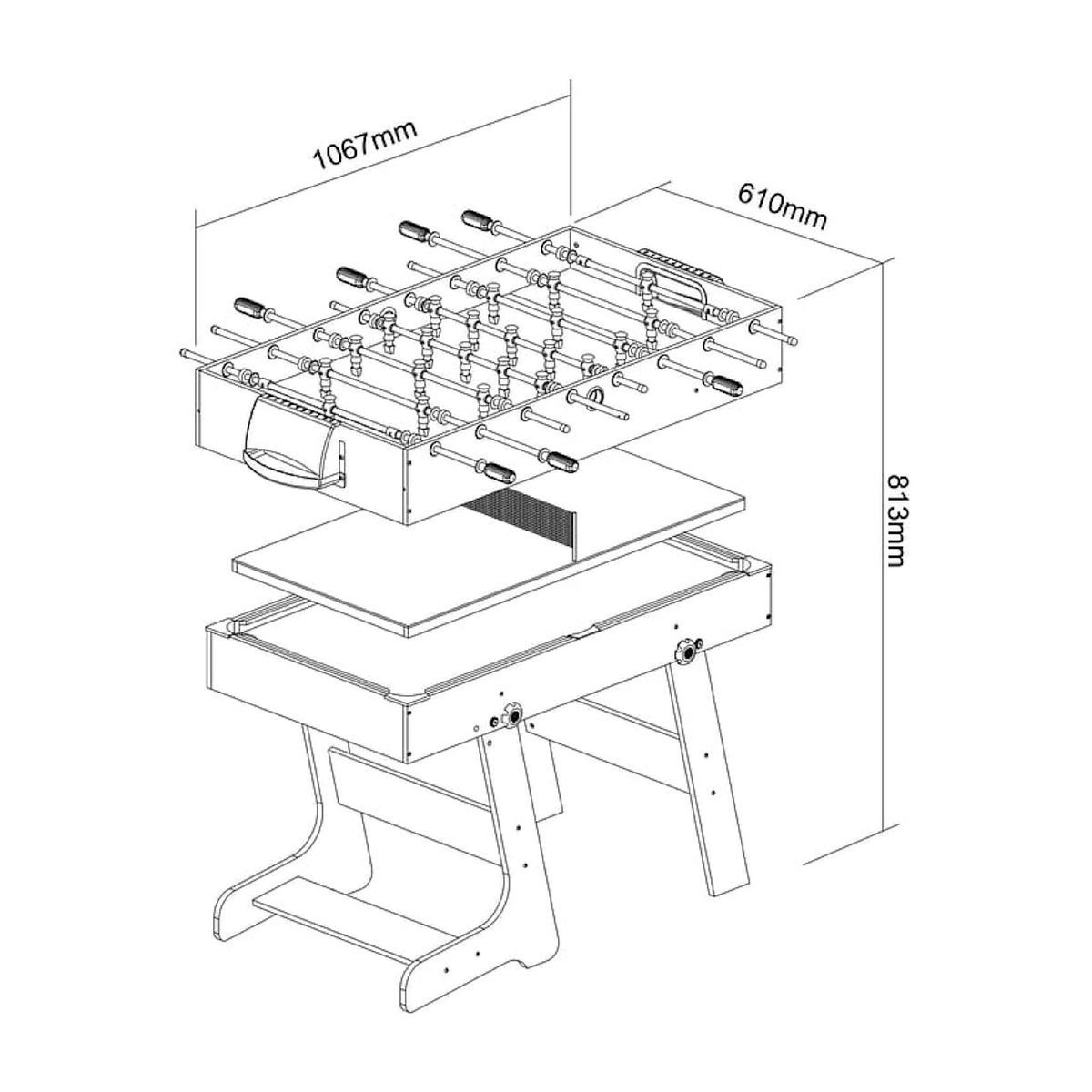Sunny Table multi-jeux 16-en-1 noire