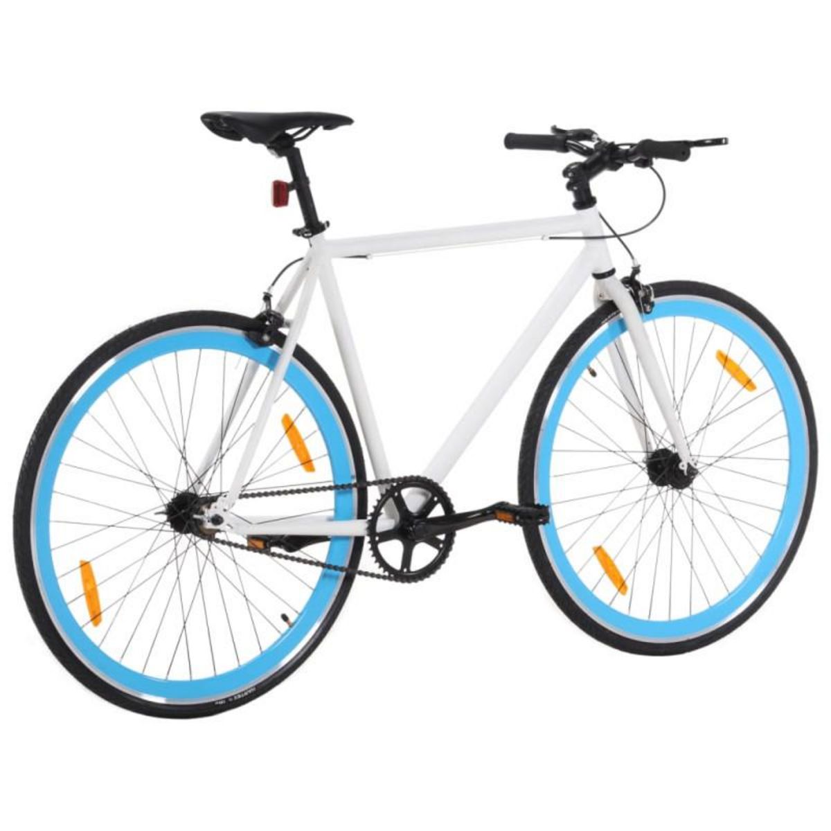 VIDAXL Vélo à pignon fixe blanc et bleu 700c 55 cm