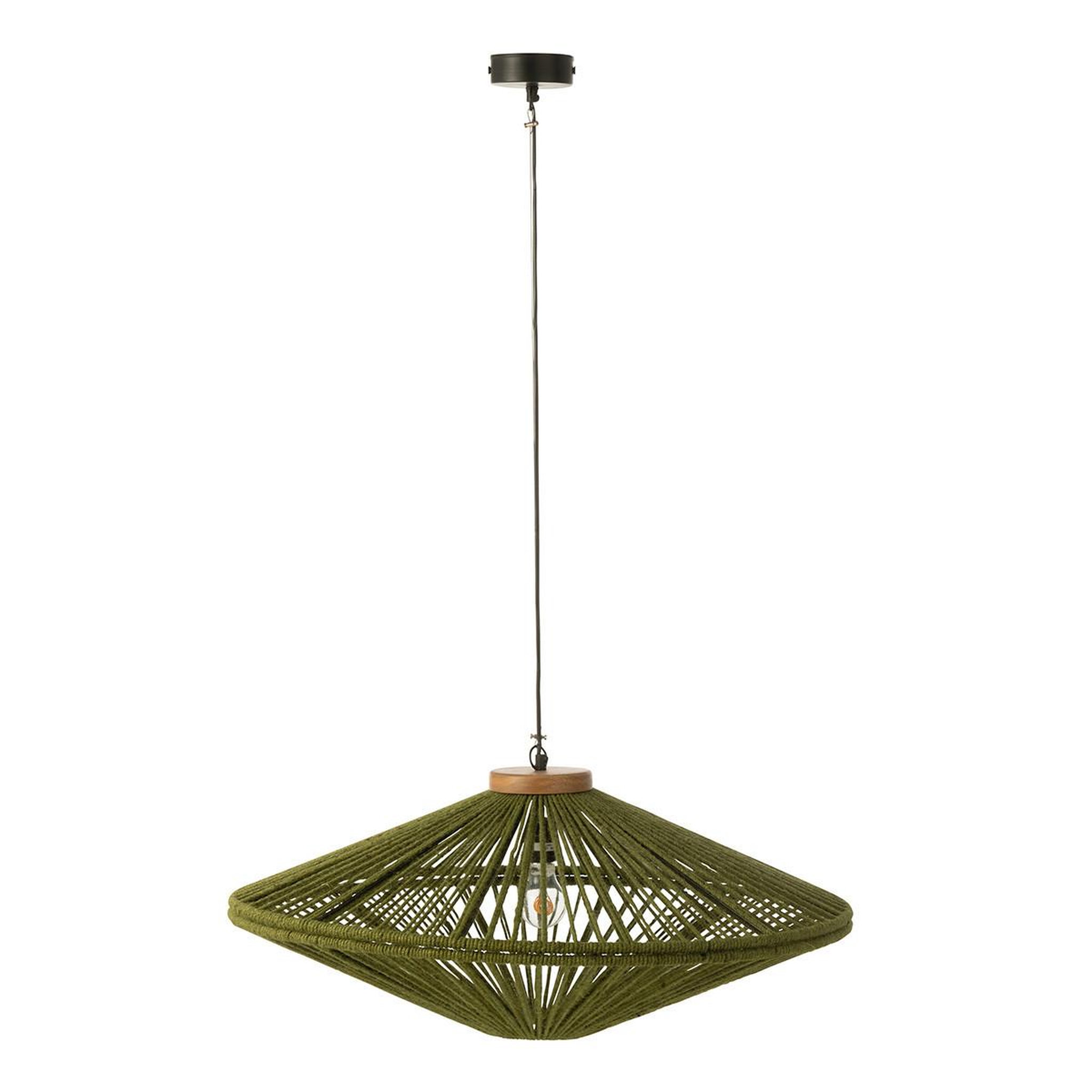 Voir la diapositive 1 : J-LINE Lampe suspension en jute  dollie  77cm vert