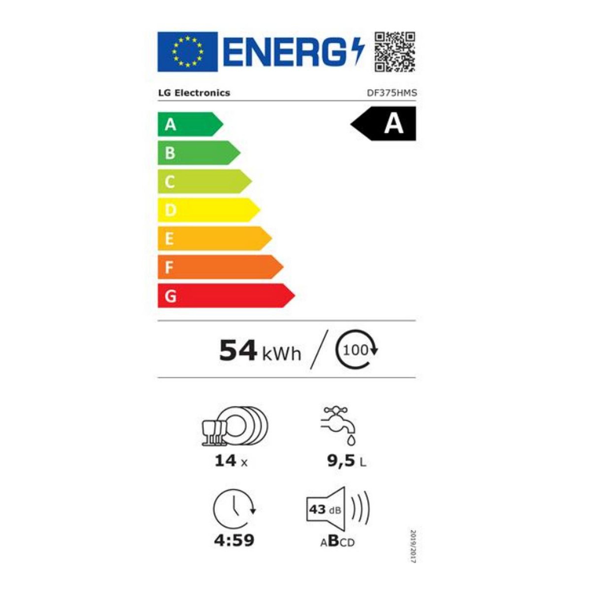 Voir la diapositive 2 : LG Lave-vaisselle 60cm 14 couverts 43db - DF375HMS