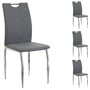 IDIMEX Lot de 4 chaises de salle à manger APOLLO piètement en métal chromé revêtement en tissu gris