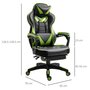 Voir la diapositive 3 : VINSETTO Vinsetto Fauteuil de bureau gamer style baquet racing - pivotant, inclinable - coussin lombaire, tétière, repose-pieds inclus - revêtement synthétique vert noir