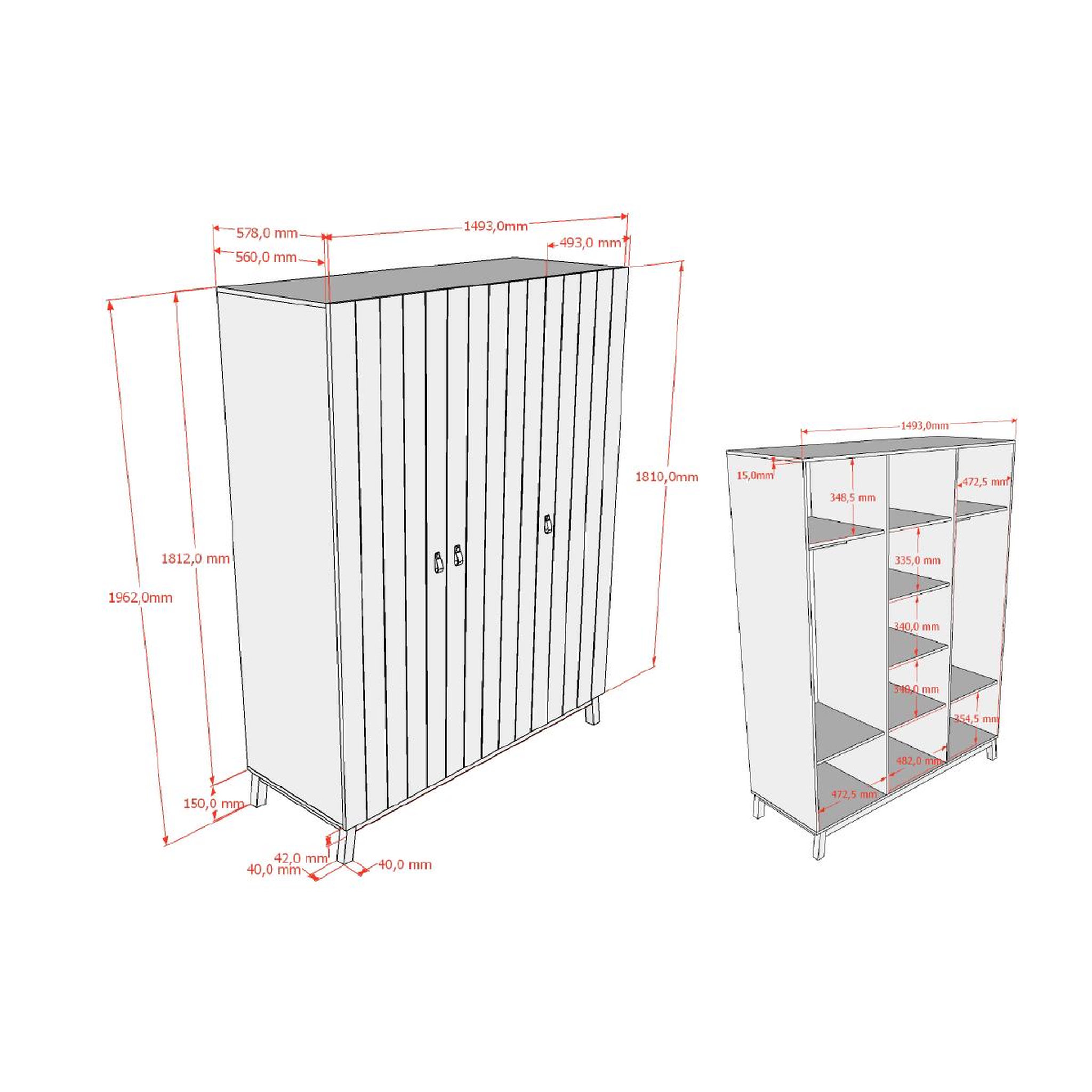 Voir la diapositive 4 : Vipack Armoire sezane 3 portes clay/noix