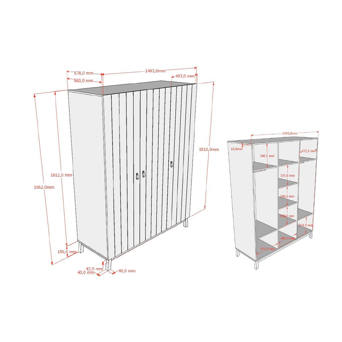 Vipack Armoire sezane 3 portes clay/noix