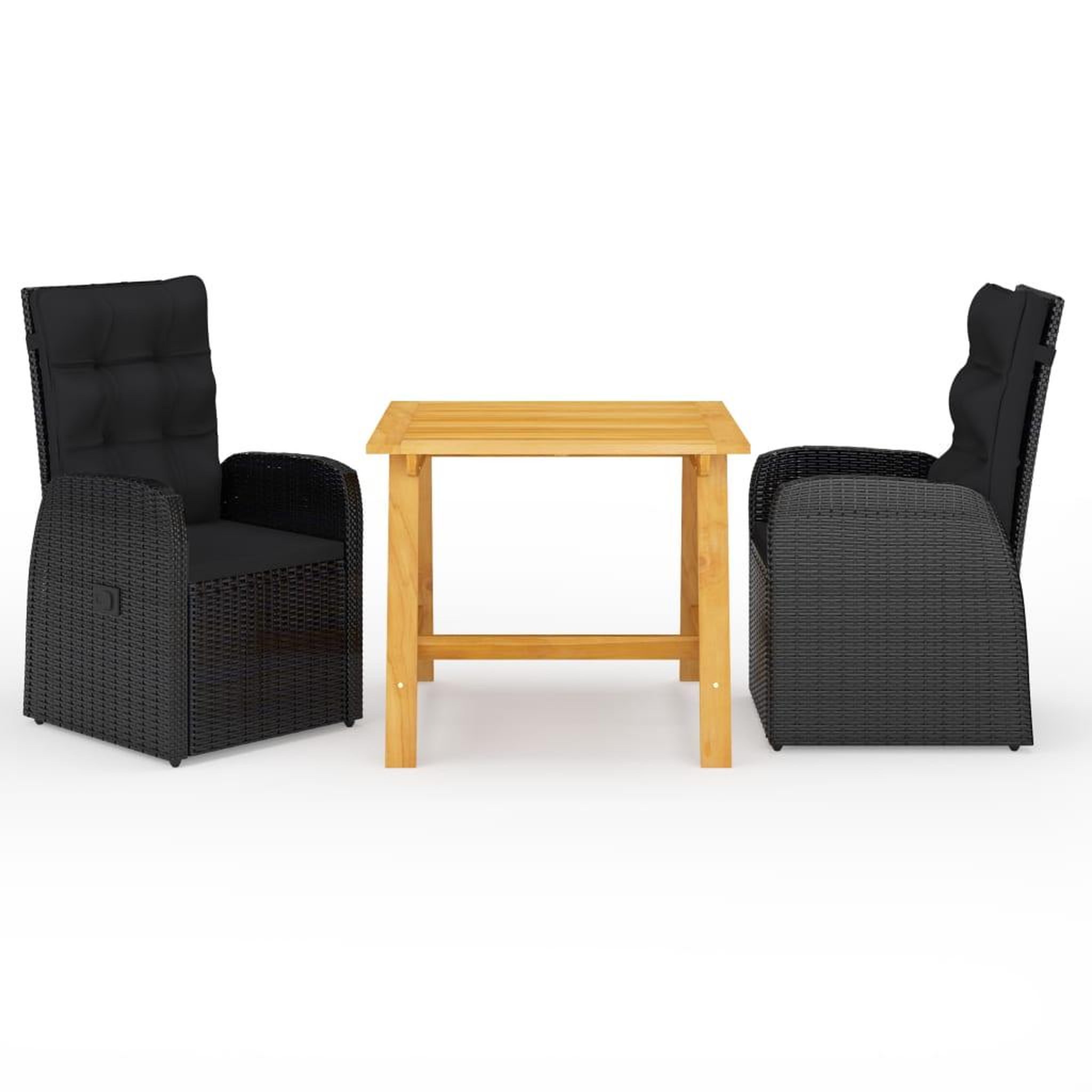 Voir la diapositive 1 : VIDAXL Ensemble a manger de jardin 3 pcs Noir