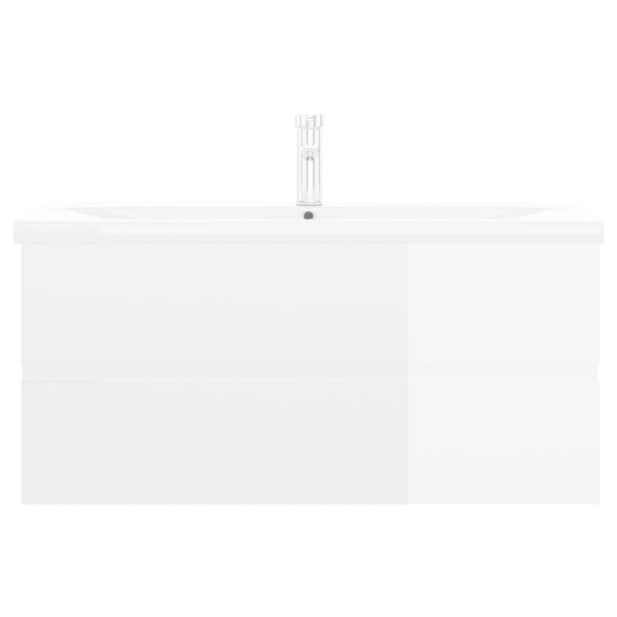 VIDAXL Armoire d'evier lavabo integre blanc brillant bois d'ingenierie