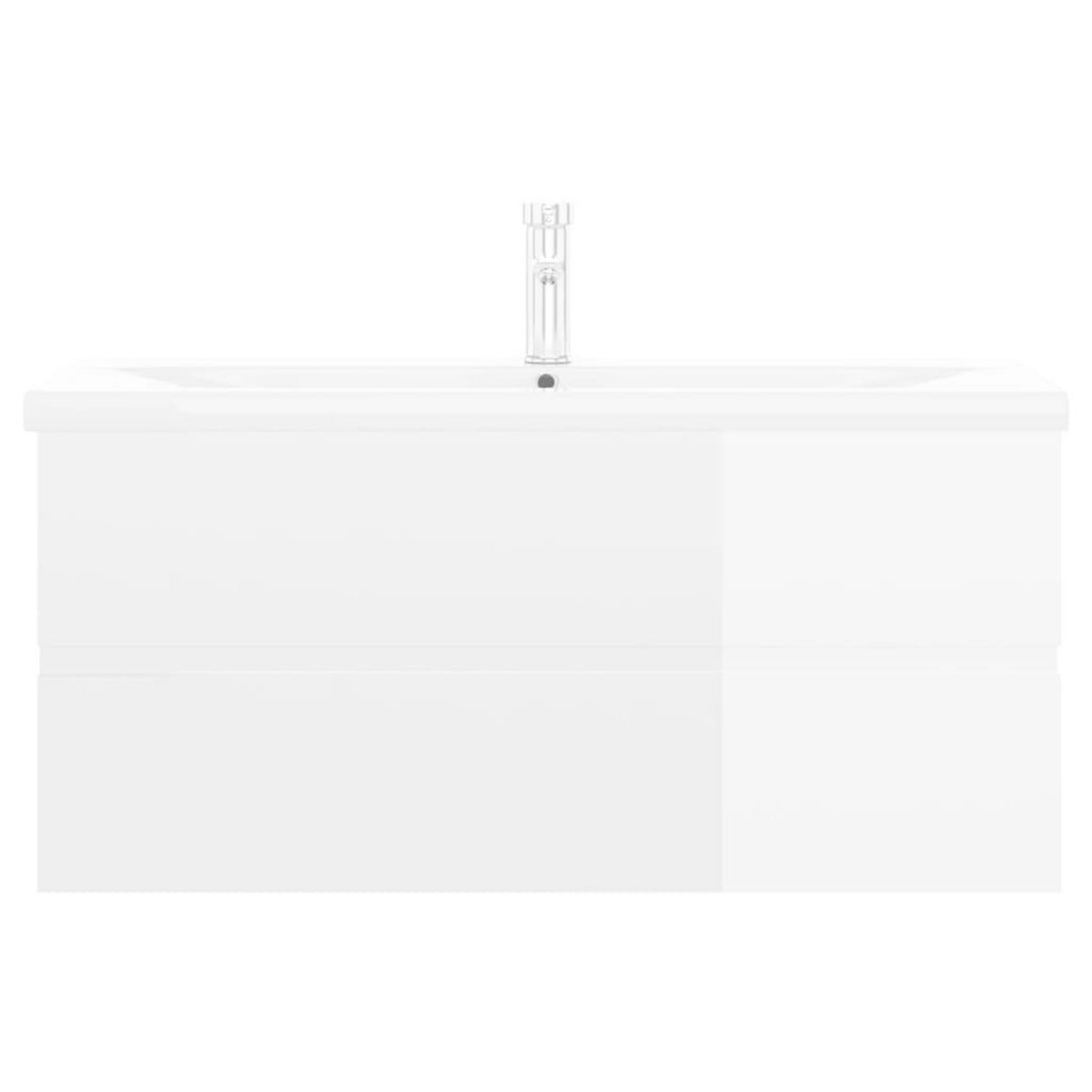 VIDAXL Armoire d'evier lavabo integre blanc brillant bois d'ingenierie