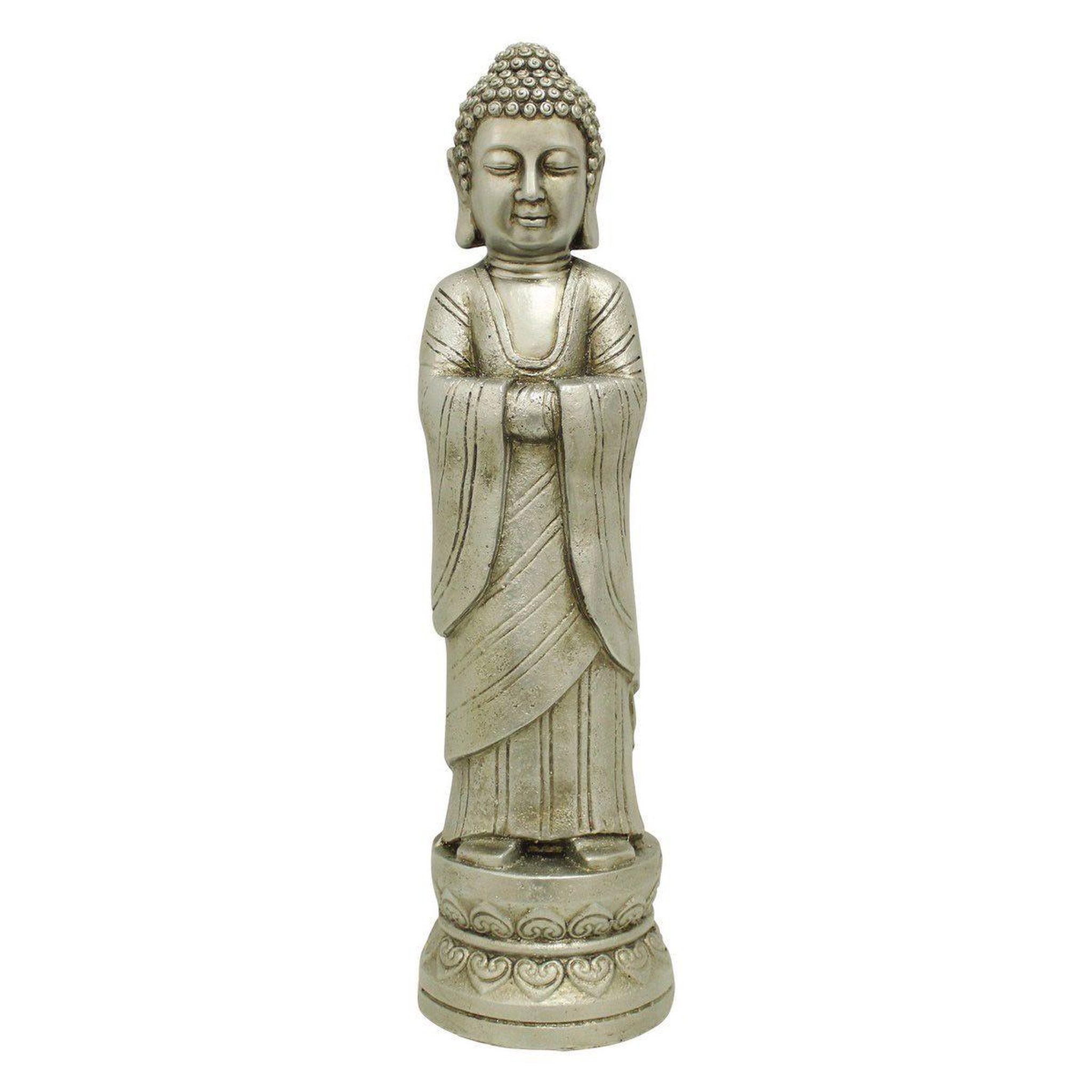 HOMEA Statuette déco bouddha  debout  68cm argent