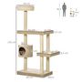 Voir la diapositive 3 : PAWHUT Arbre à chats style cosy chic H135 cm griffoirs sisal naturel niche plateformes peluche courte bicolore beige café