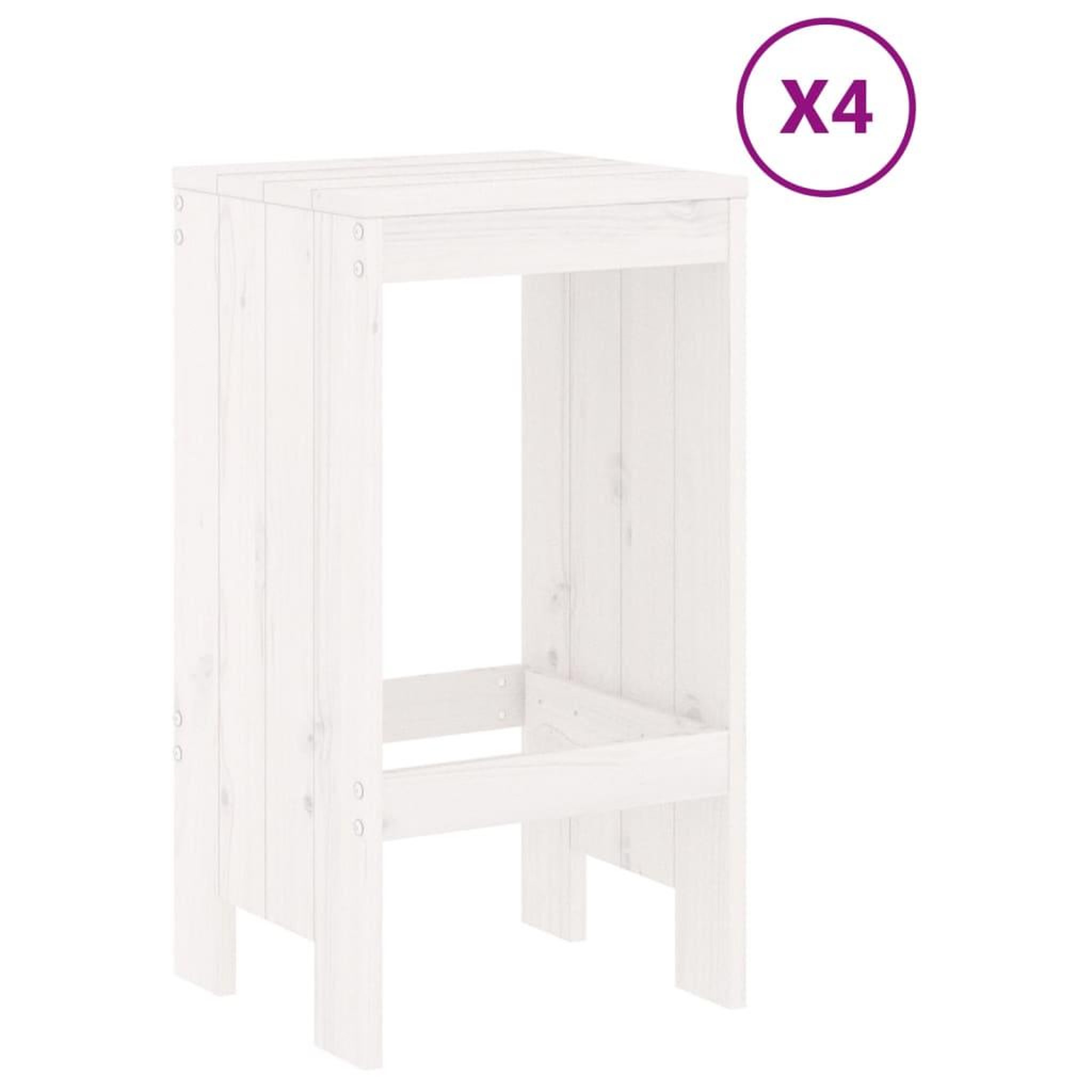 Voir la diapositive 3 : VIDAXL Ensemble de bar de jardin 5 pcs blanc bois massif de pin