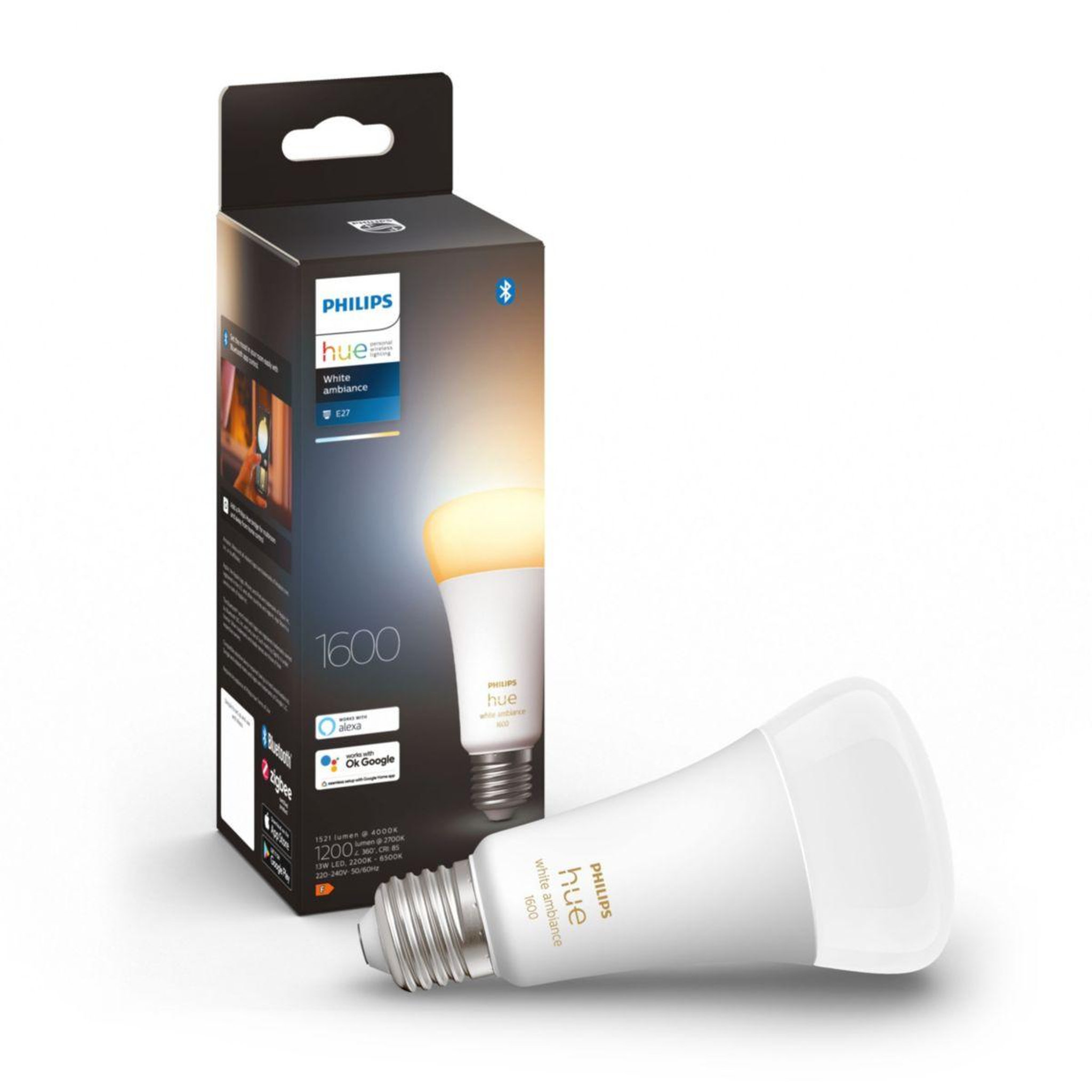 Voir la diapositive 1 : PHILIPS HUE Ampoule led connectée e27 white ambiance 100w