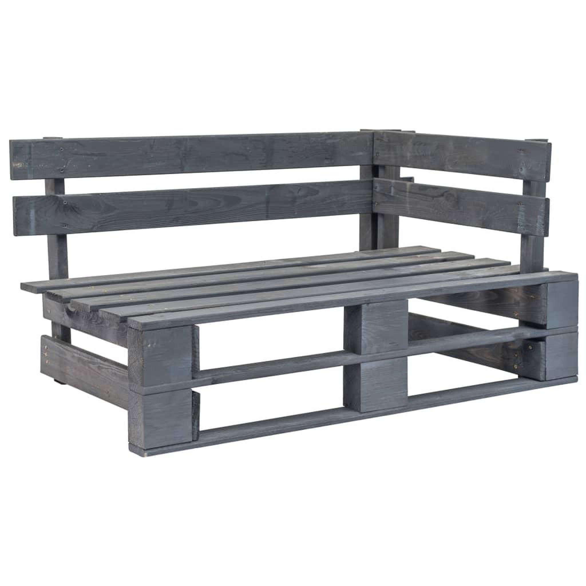 Voir la diapositive 2 : VIDAXL Canape palette 2 places avec coussins pin impregne de gris