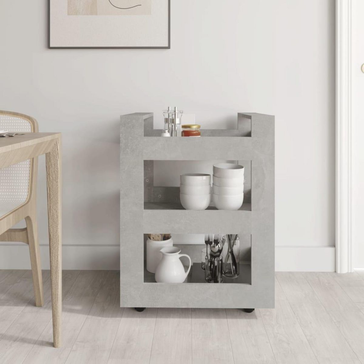VIDAXL Chariot de cuisine Gris beton 60x45x80 cm Bois d'ingenierie